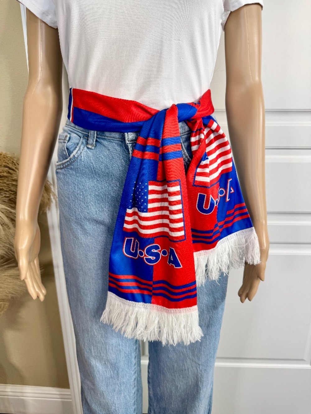 WORLD CUP AMERICAN FLAG UNISEX FRINGE PATRIOTIC SCARF - Picture 10 of 13